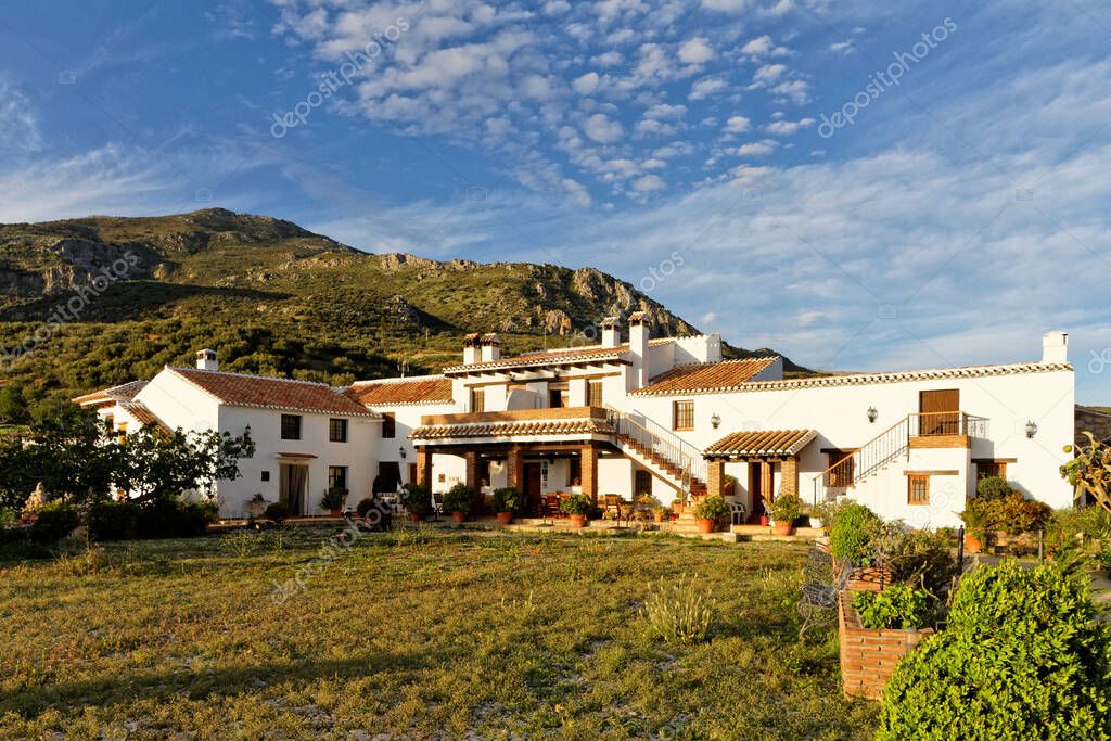 Traditional Spanish country house with stone walls and mountain views in inland Almería